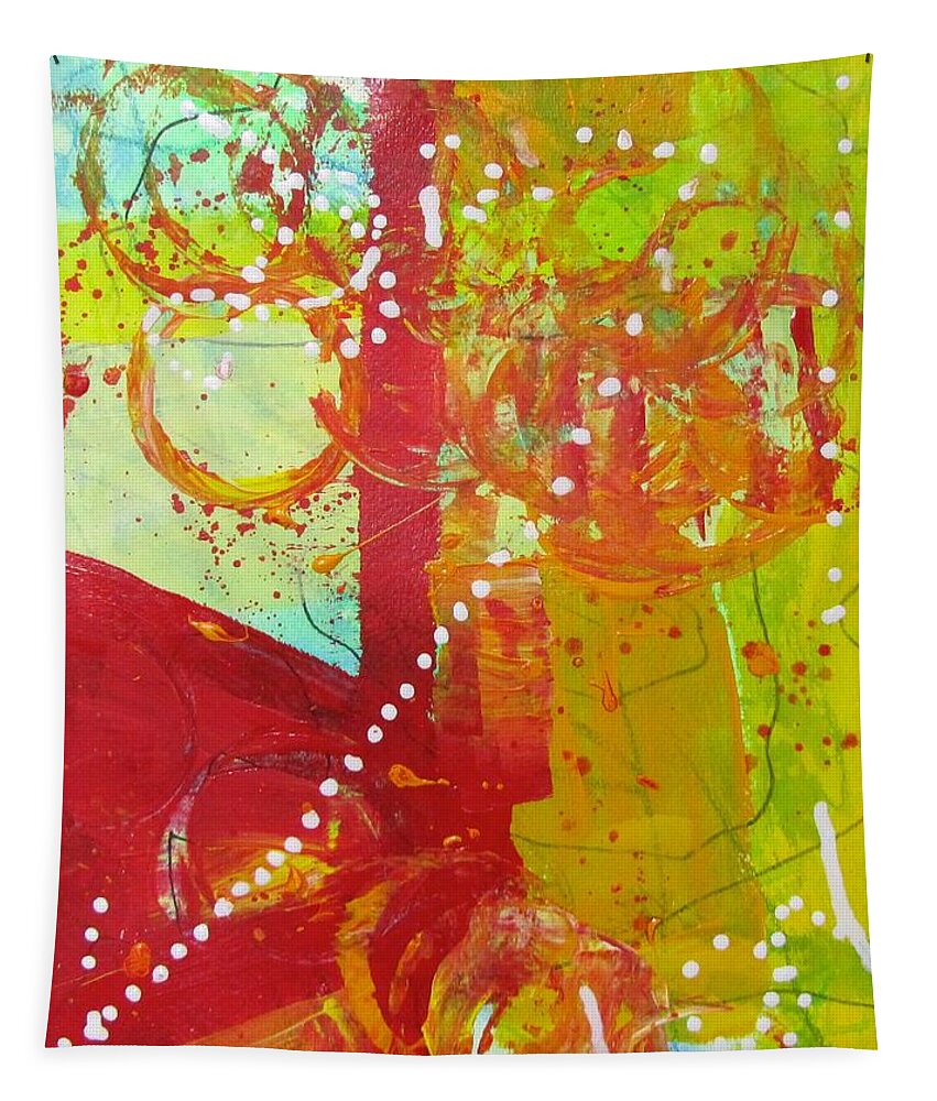 Happy Tapestry featuring the painting Lefthand Abstracts Series#7 String of Lights by Barbara O'Toole