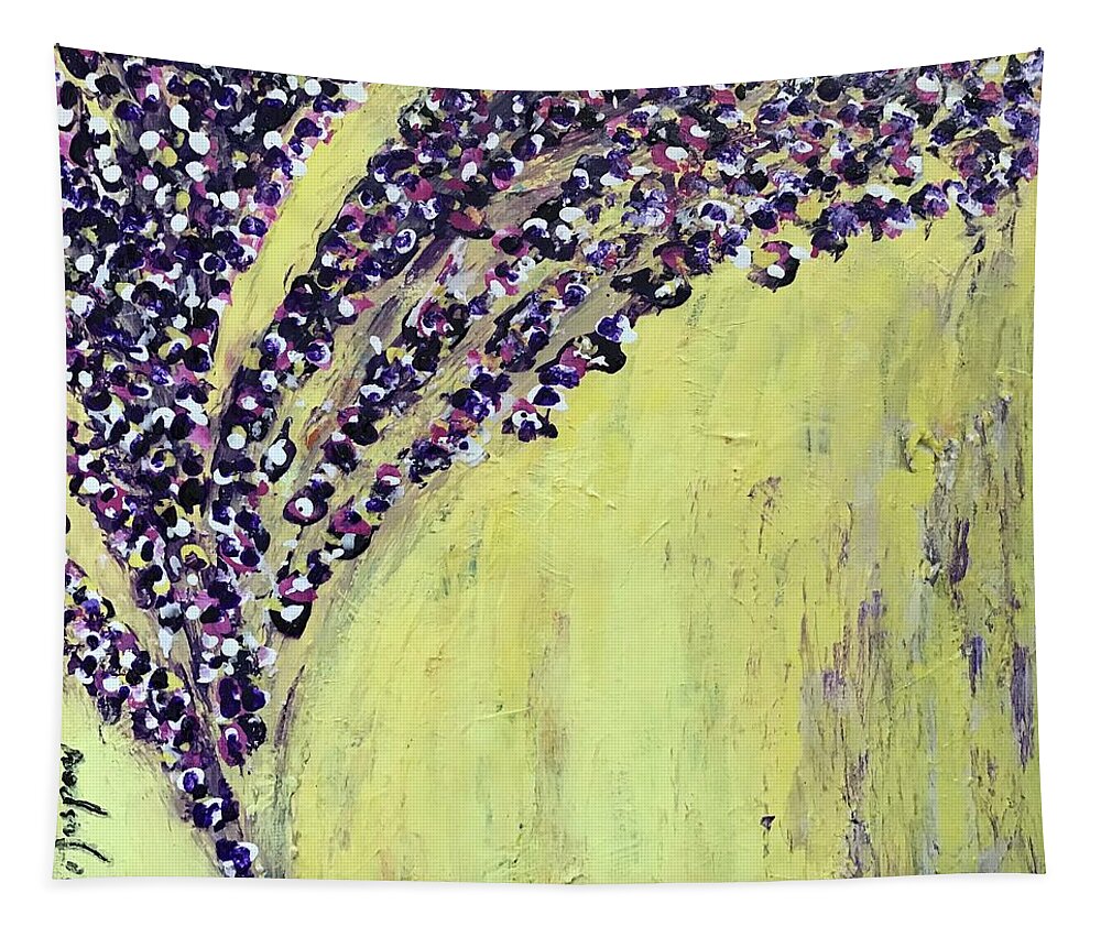 Yellow Tapestry featuring the painting L'envol by Medge Jaspan