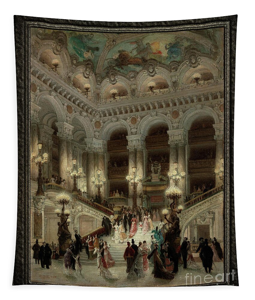 L'escalier De L'opera Tapestry featuring the painting L'escalier De L'Opera by Louis Beroud Classical Fine Art Reproduction by Rolando Burbon