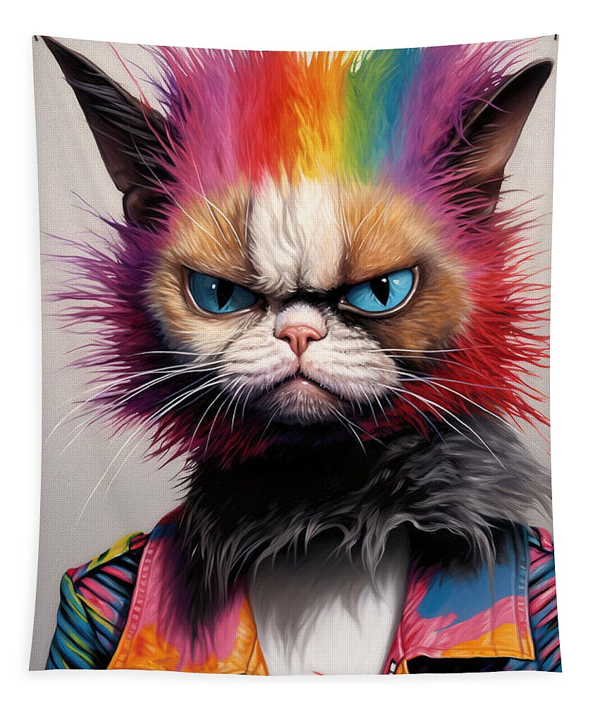 Lgbt Tapestry featuring the digital art LGBT Grumpy Cat by My Head Cinema