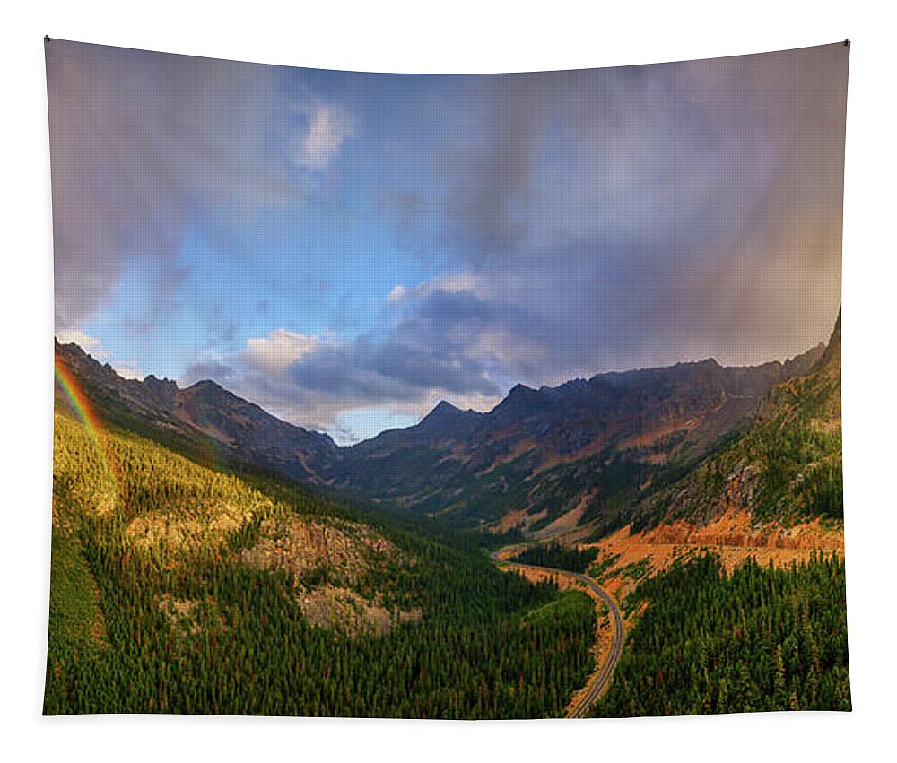 North Cascades National Park Tapestry featuring the photograph Liberty Bell Rainbow by Dan Mihai