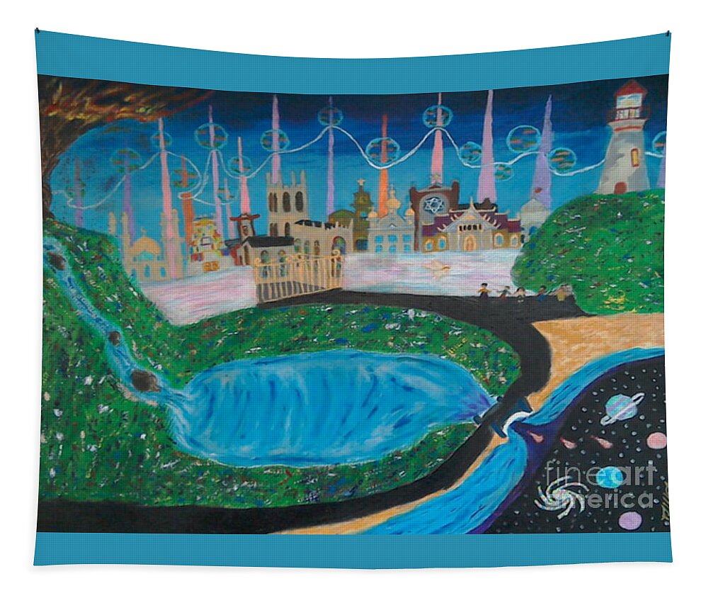 God Tapestry featuring the painting Life and Death recycle by David Westwood