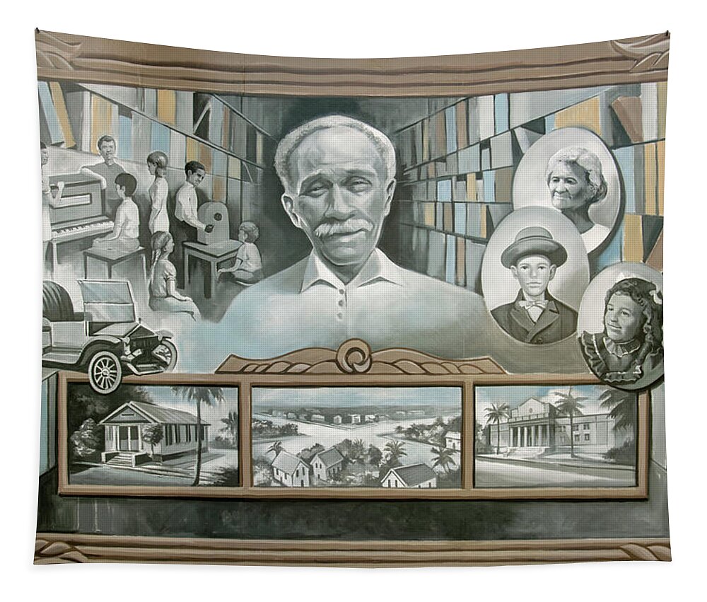 George Brown Tapestry featuring the photograph Life and Times of George Brown - Panel 1 by Punta Gorda Historic Mural Society
