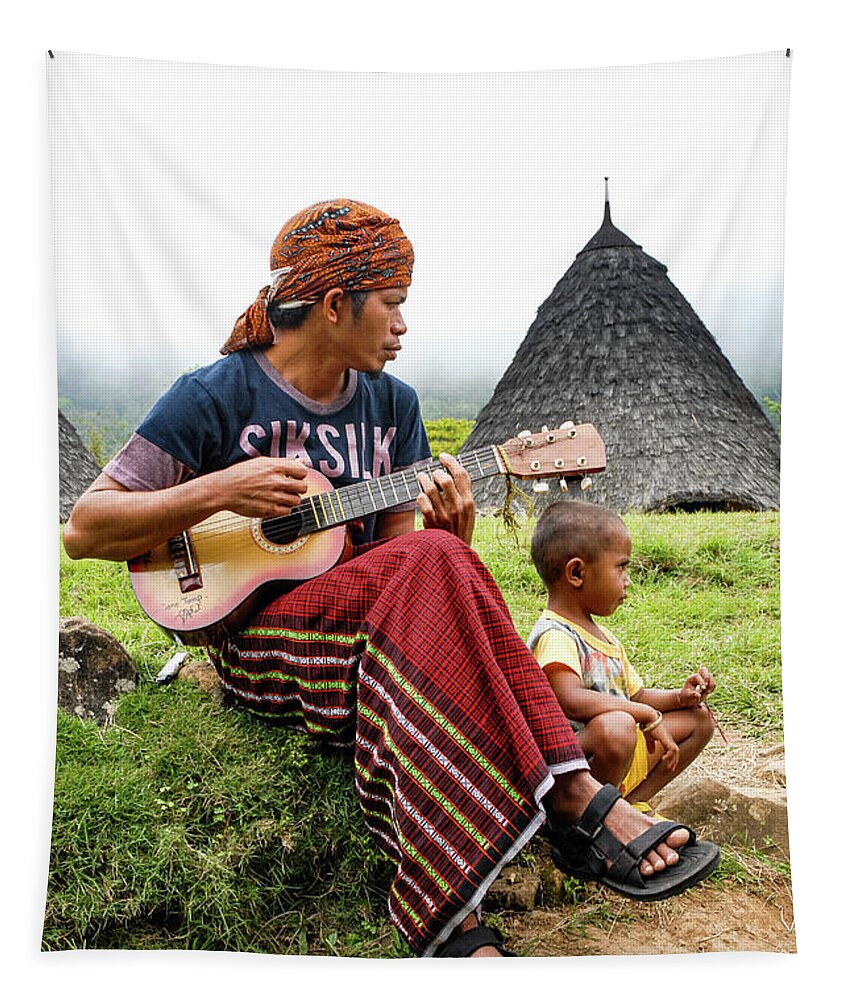 Wae Rebo Tapestry featuring the photograph Lullaby - Wae Rebo Village. Flores, Indonesia by Earth And Spirit