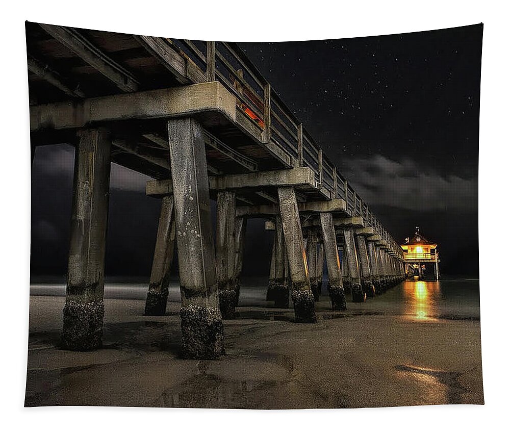 Pier Tapestry featuring the photograph Light At The End by Steve Ladner