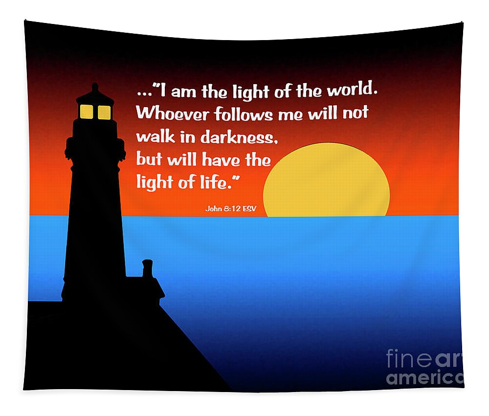 Lighthouse Tapestry featuring the digital art Light Of The World by Kirt Tisdale