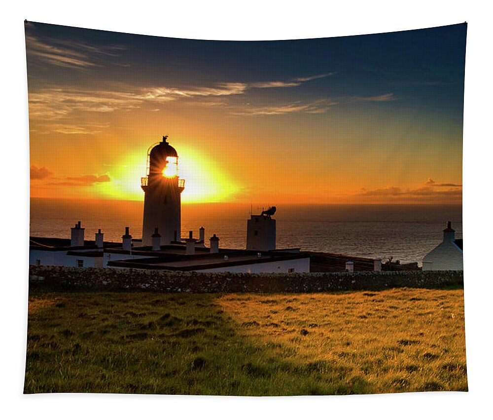 Scotland Tapestry featuring the digital art Lighthouse, by Remigiusz MARCZAK