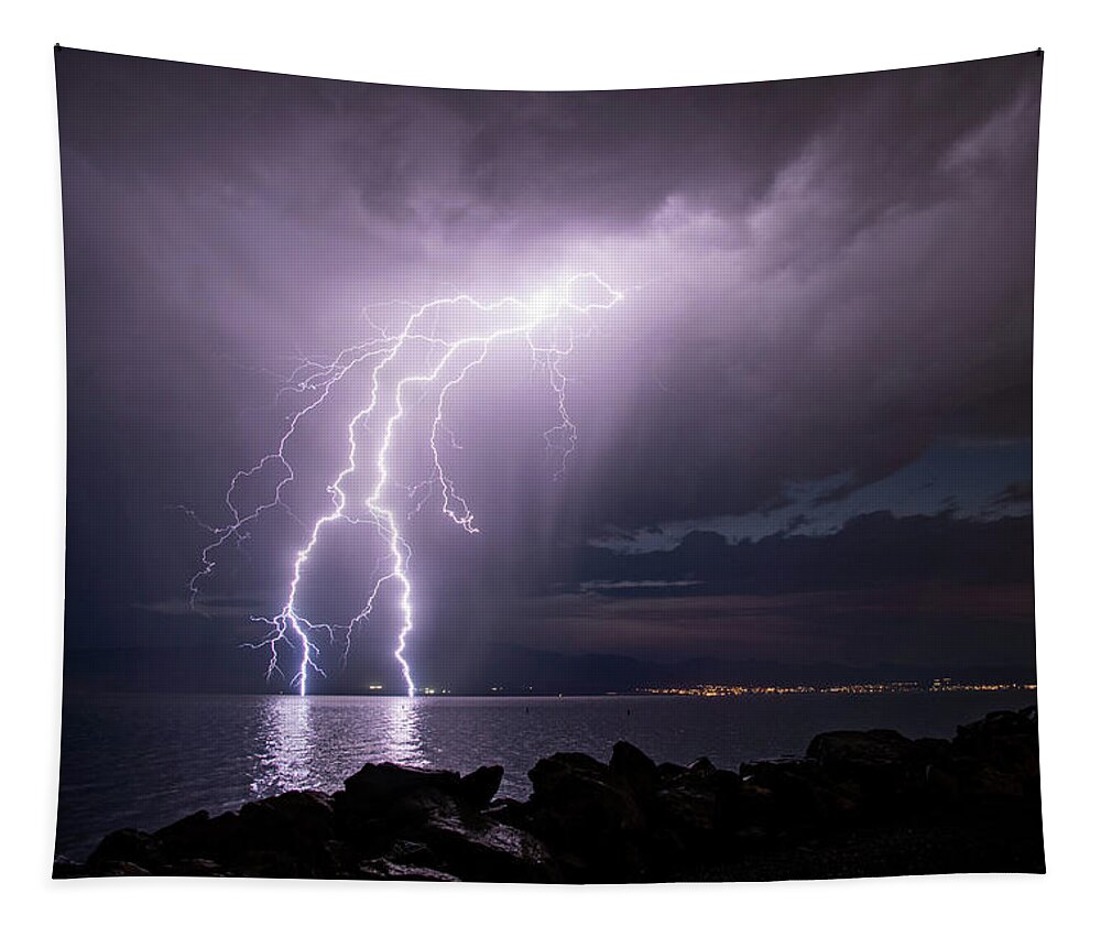 Storm Tapestry featuring the photograph Lightning Man by Wesley Aston