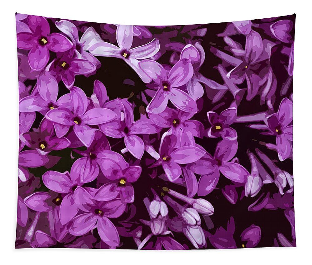 Nature Tapestry featuring the mixed media Lilacs by Judy Cuddehe