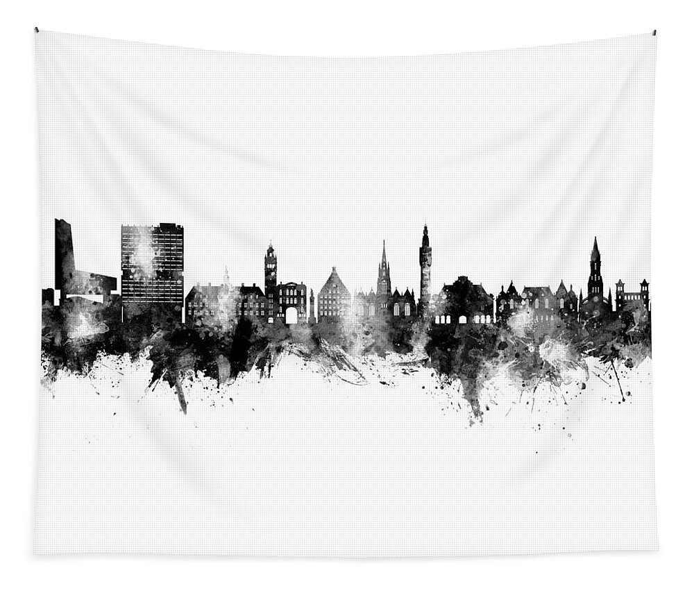 Lille Tapestry featuring the digital art Lille France Skyline #63 by Michael Tompsett