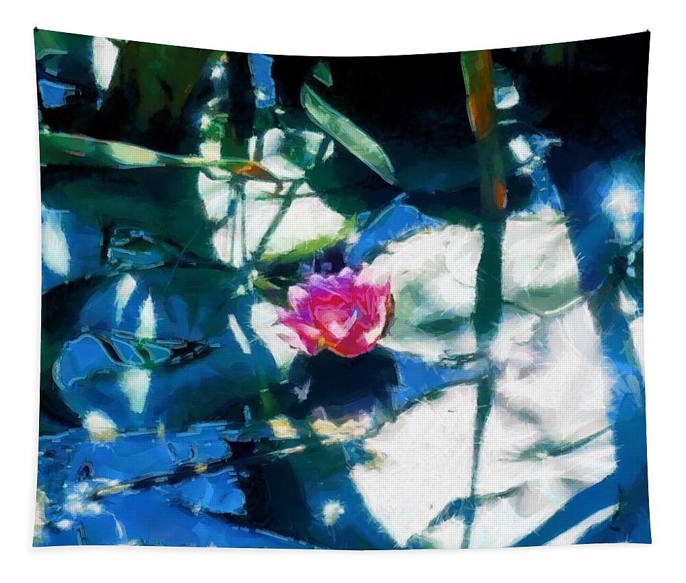 Lily Tapestry featuring the mixed media Lily in the Shallows by Christopher Reed
