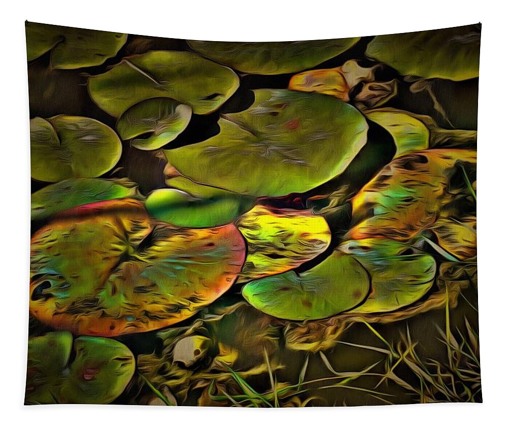 Lily Tapestry featuring the mixed media Lily Pads by Christopher Reed