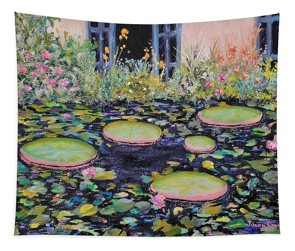 Lily Pads Tapestry featuring the painting Lily Pads by Judith Rhue