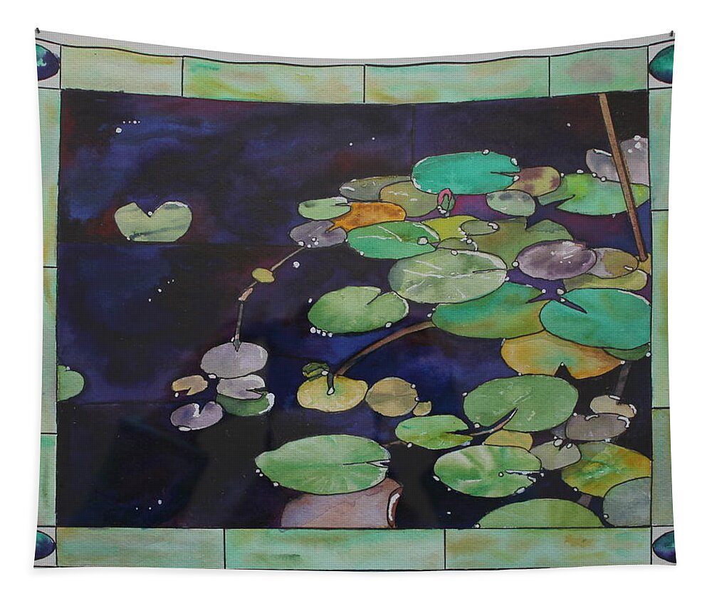 Lily Tapestry featuring the painting Lily Pond by Ruth Kamenev