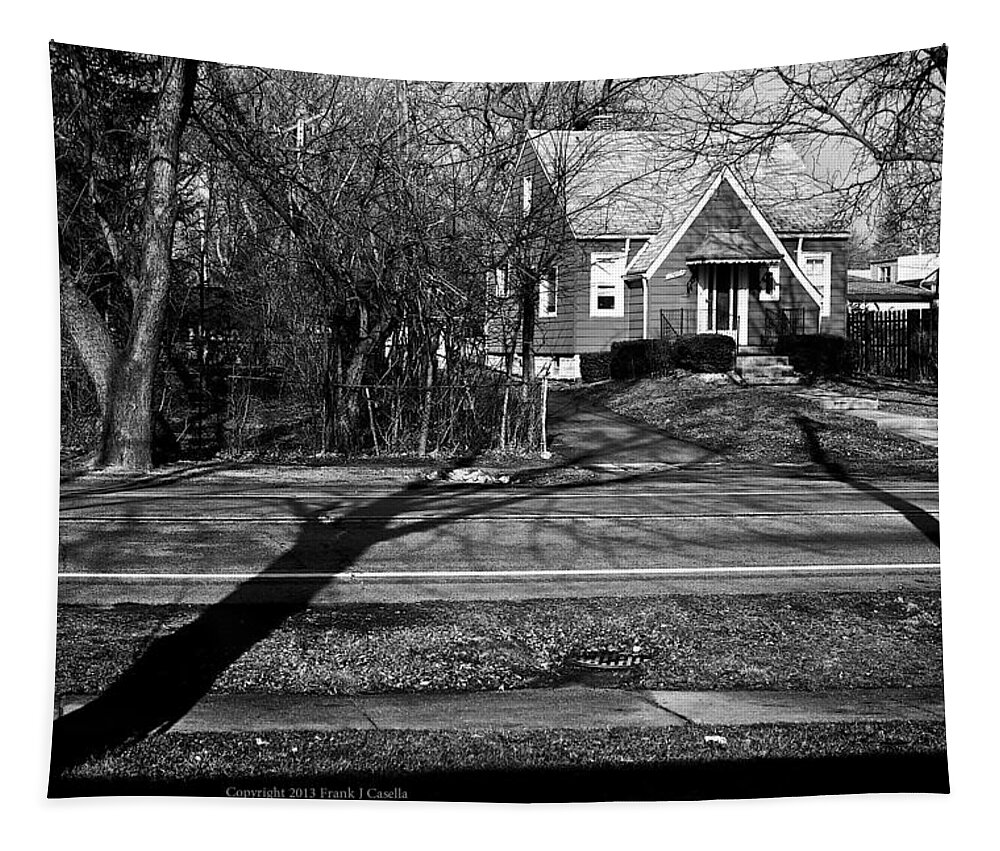 Black And White Tapestry featuring the photograph Lines and Shadows on the Street by Frank J Casella