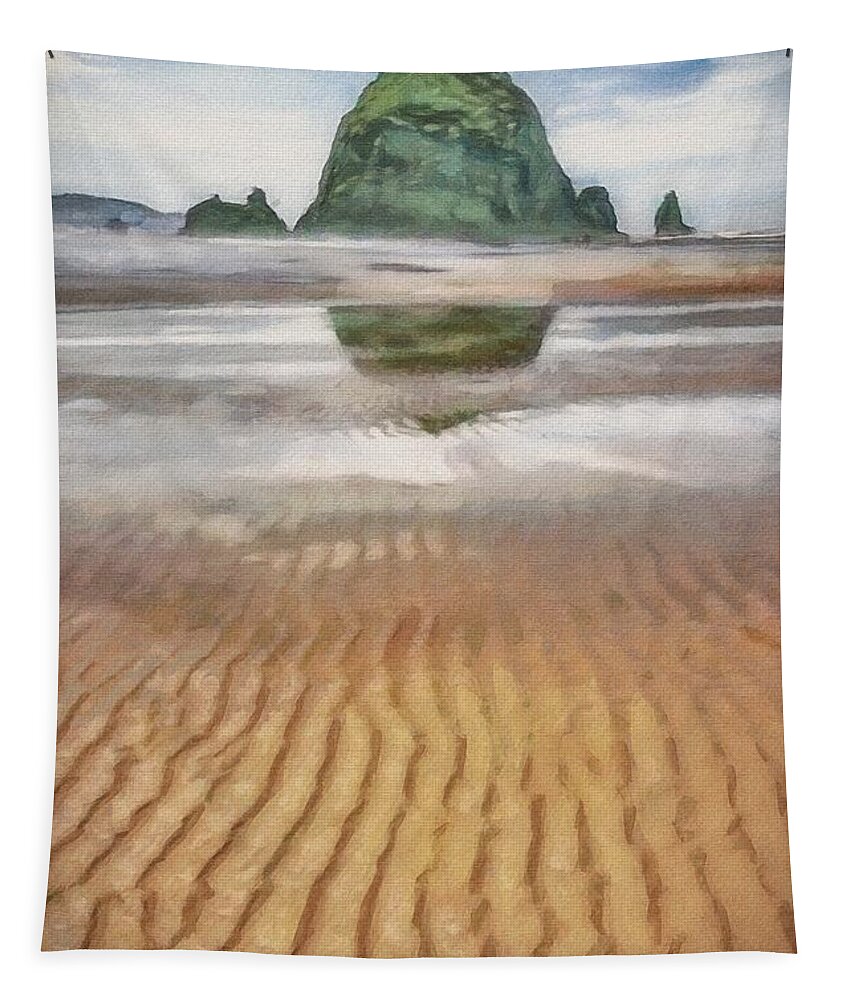 Ripple Tapestry featuring the painting Lines in Sand by Jeffrey Kolker