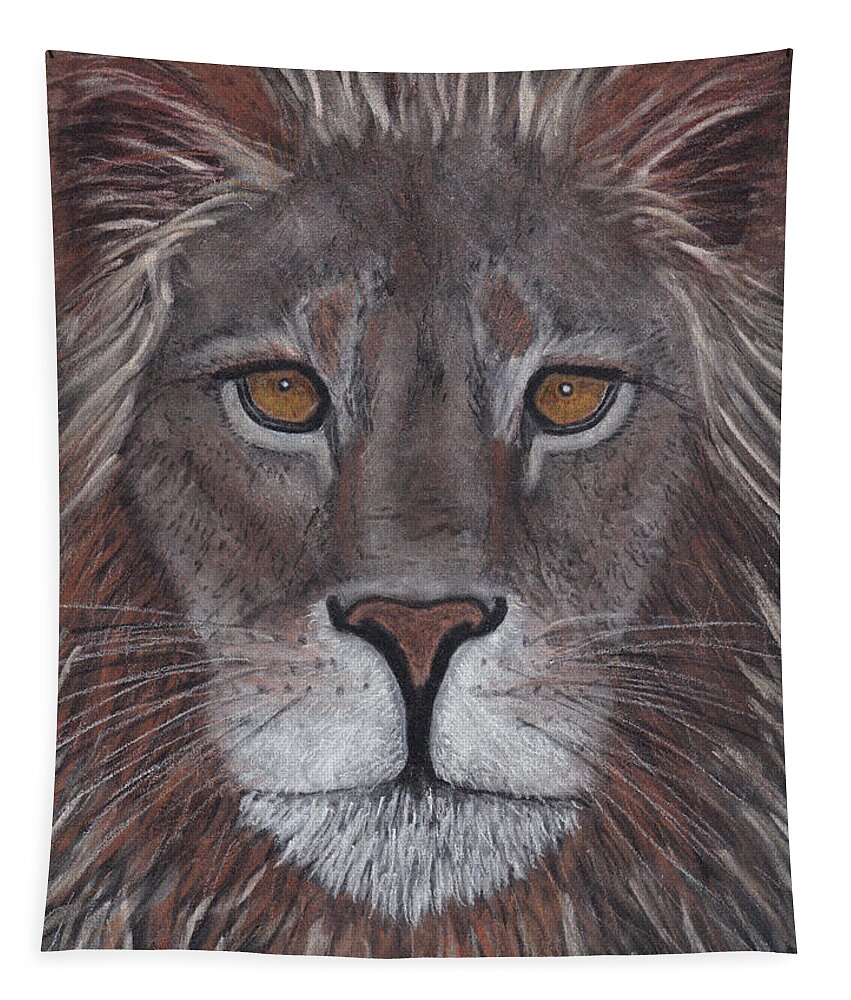 Lion Tapestry featuring the drawing Lion by Nicole I Hamilton