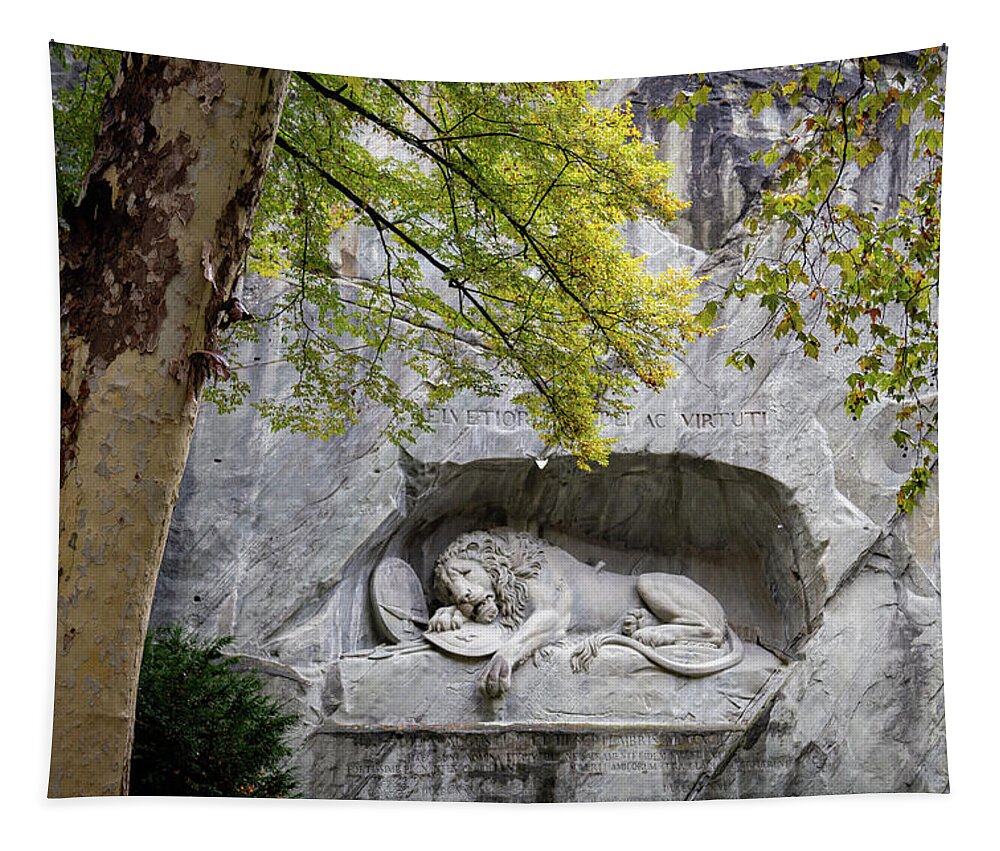 Ancient Tapestry featuring the photograph Lion of Lucerne 4 by Cindy Robinson