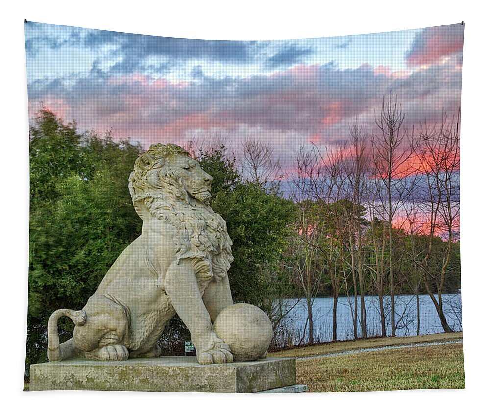 Lions Bridge Lions Tapestry featuring the photograph Lion Pastel Sunset by Jerry Gammon
