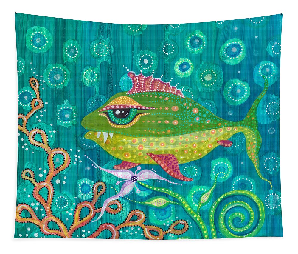 Fish Tapestry featuring the painting Little Frankie by Tanielle Childers