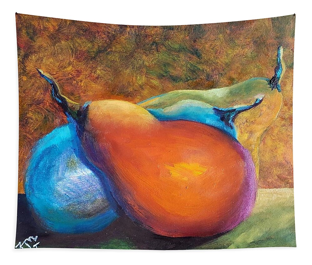 Pear Tapestry featuring the painting Little Gems by Kim Shuckhart Gunns