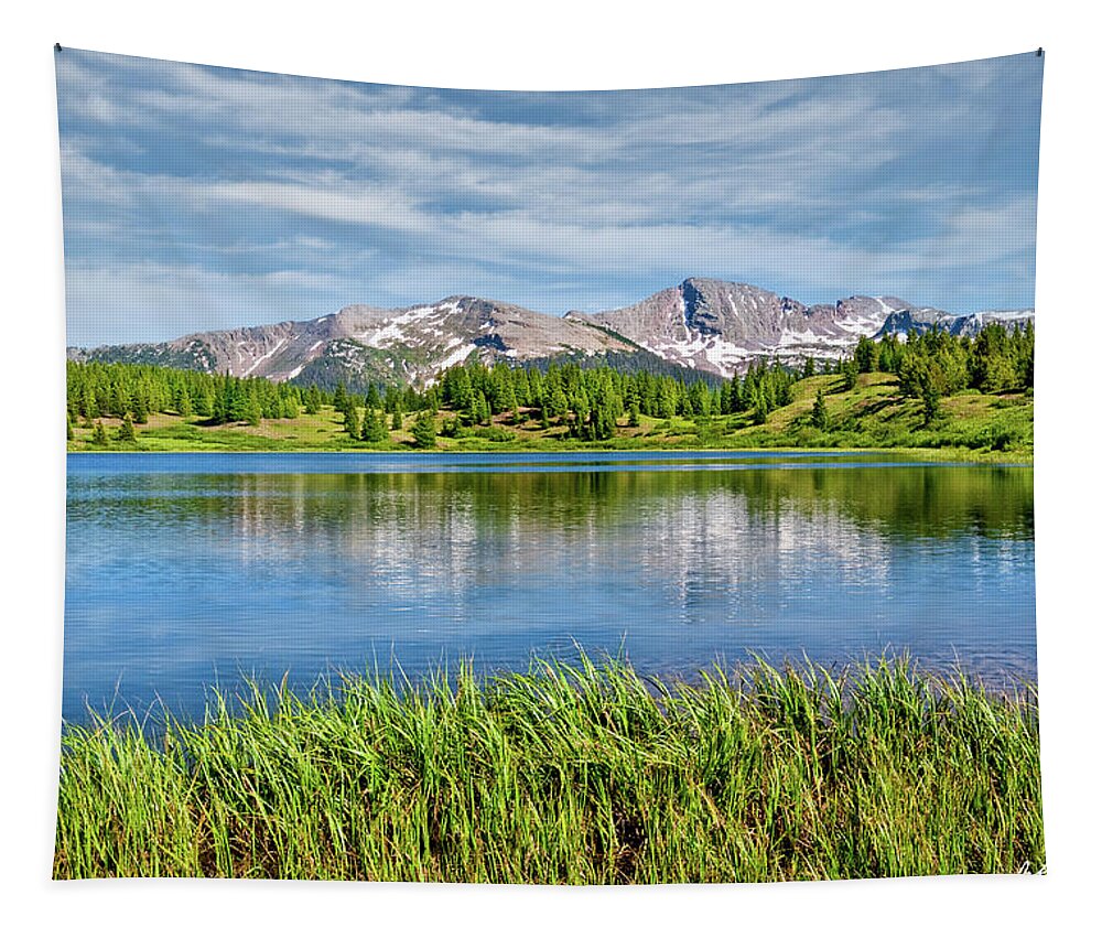 Beauty In Nature Tapestry featuring the photograph Snowdon Peak from Little Molas Lake by Jeff Goulden