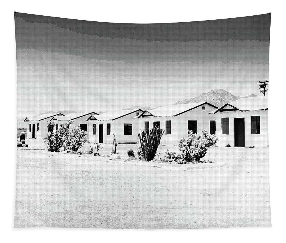 Photograph Tapestry featuring the photograph LITTLE WHITE COTTAGES Route 66 Amboy CA by William Dey