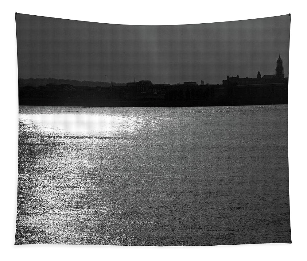 Liverpool Tapestry featuring the photograph LIVERPOOL. River Mersey. Sunlight. by Lachlan Main