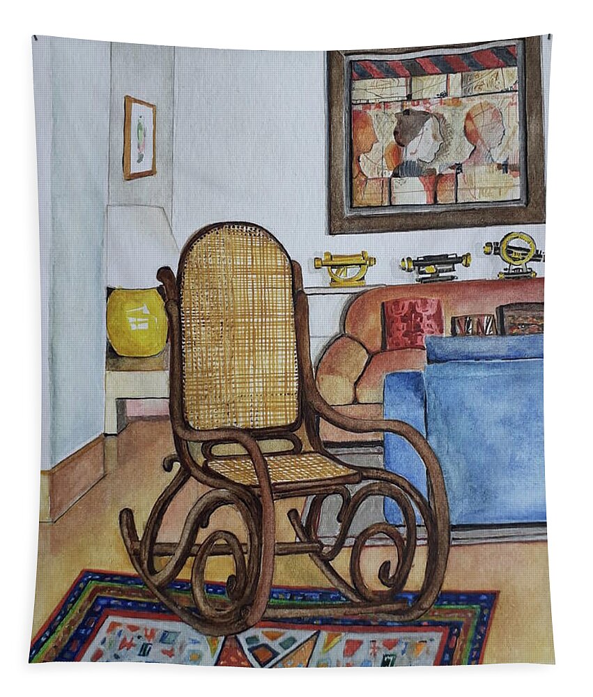 Living Room Tapestry featuring the painting Living room. Grandparents rocking chair by Carolina Prieto Moreno