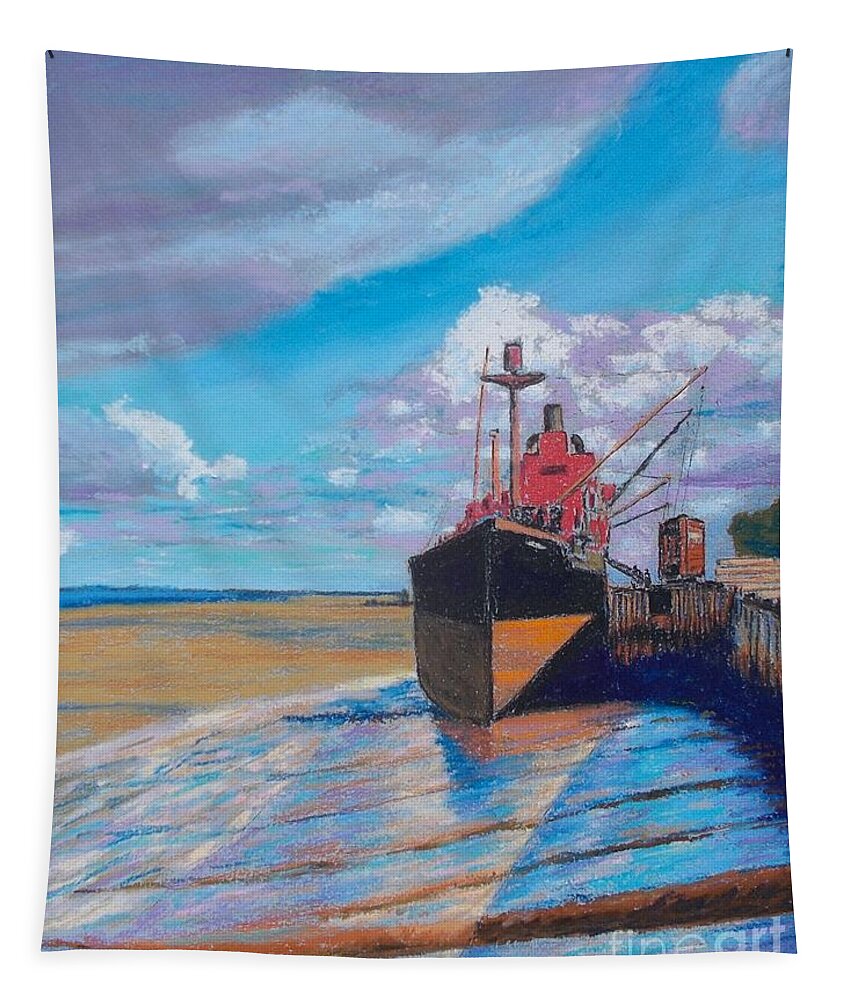 Pastels Tapestry featuring the pastel Loading Lumber -Hantsport by Rae Smith PAC