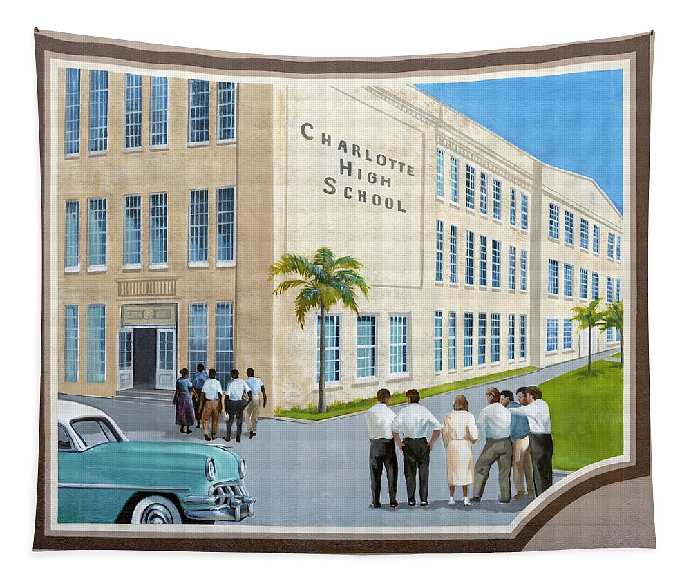 Punta Gorda Tapestry featuring the photograph Local Black History Mural - Desegregation by Punta Gorda Historic Mural Society