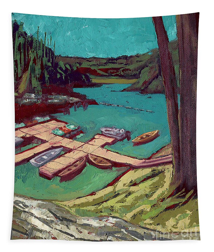 Kayak Tapestry featuring the painting Loch Lomond by PJ Kirk