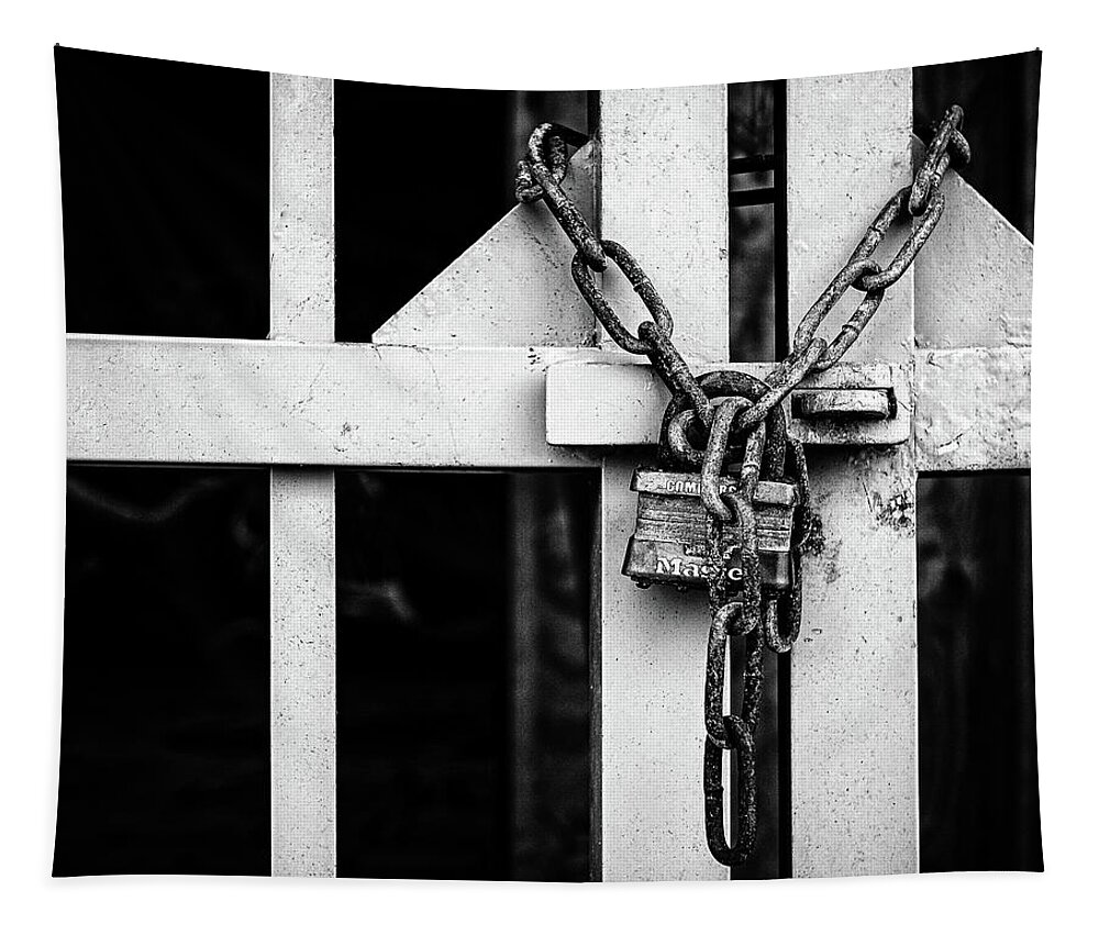 Tapestry featuring the photograph Lock And Chain by Steve Stanger