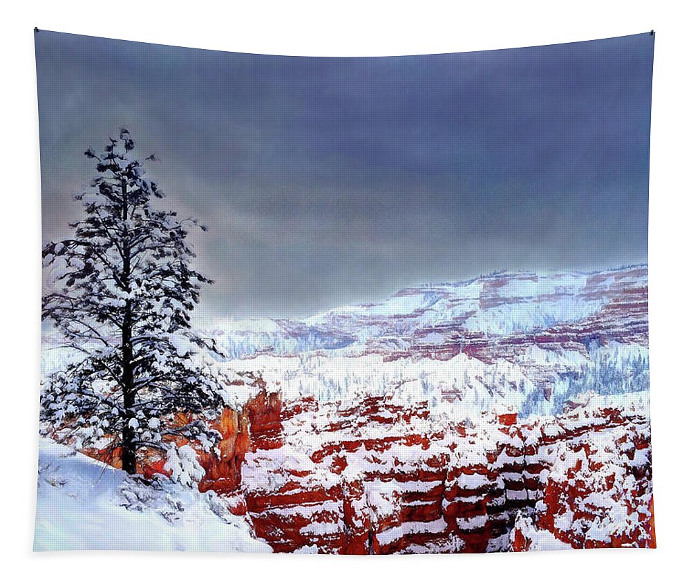 Bryce National Park Tapestry featuring the photograph Lone Pine in a Painted Sky - Bryce National Park by Wayne King