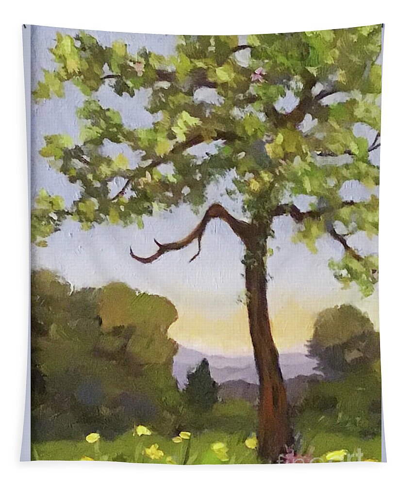Tree Tapestry featuring the painting Lone Tree by Anne Marie Brown