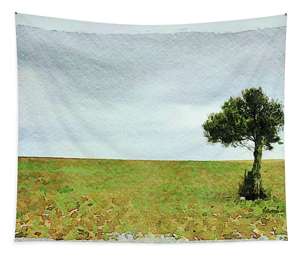 Olive Tree Tapestry featuring the photograph Lonely Olive tree with moving clouds by Michalakis Ppalis