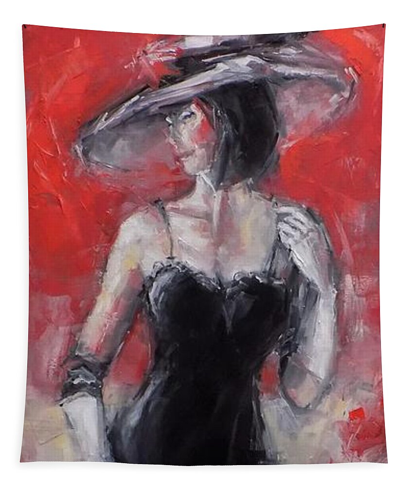 Woman Tapestry featuring the painting Long Cool Woman in a Black Dress by Dan Campbell