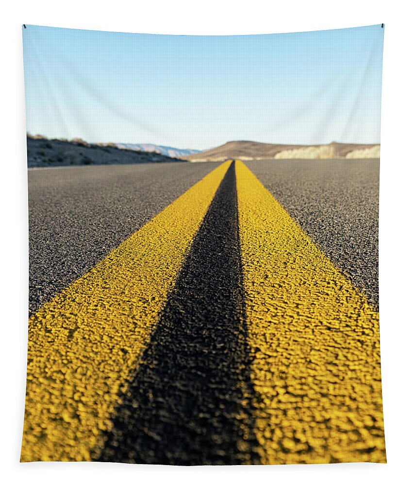 Desert Tapestry featuring the photograph Long deserted Road by Marian Tagliarino