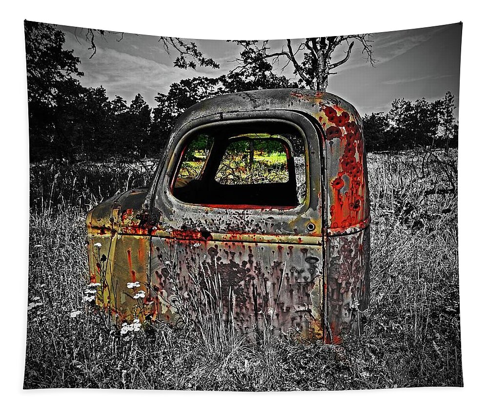  Tapestry featuring the digital art Long Term parking by Fred Loring