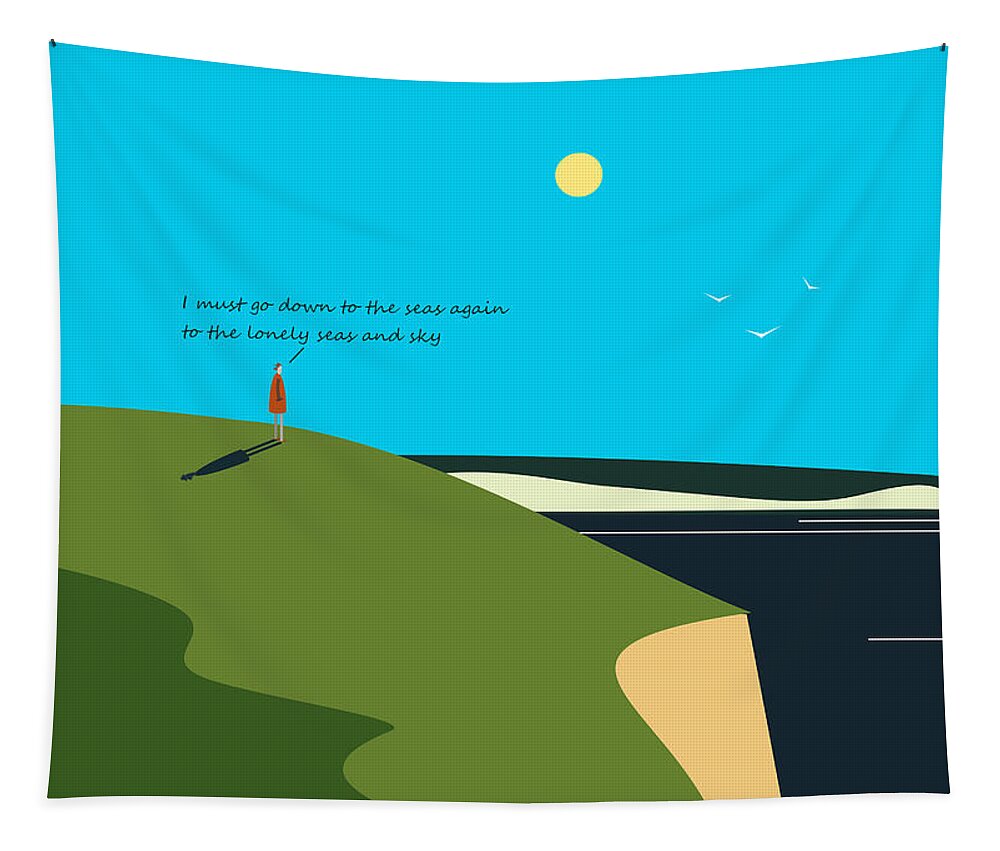 The Sea Tapestry featuring the digital art Longing For The Sea. by Fatline Graphic Art