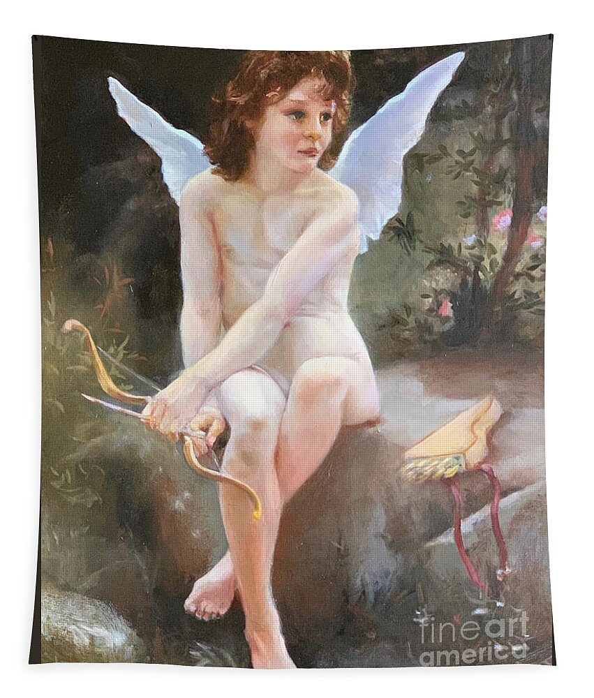 Cupid Tapestry featuring the painting looking for Love by Lori Ippolito