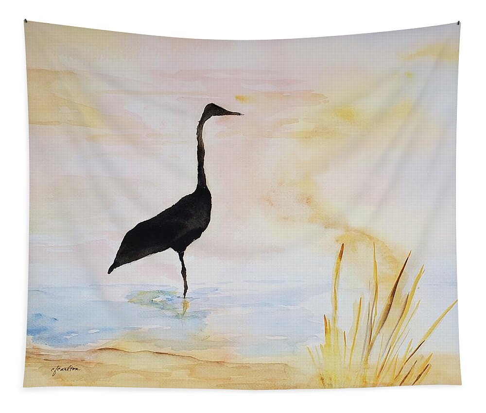 Heron Tapestry featuring the painting Looking Forward by Claudette Carlton