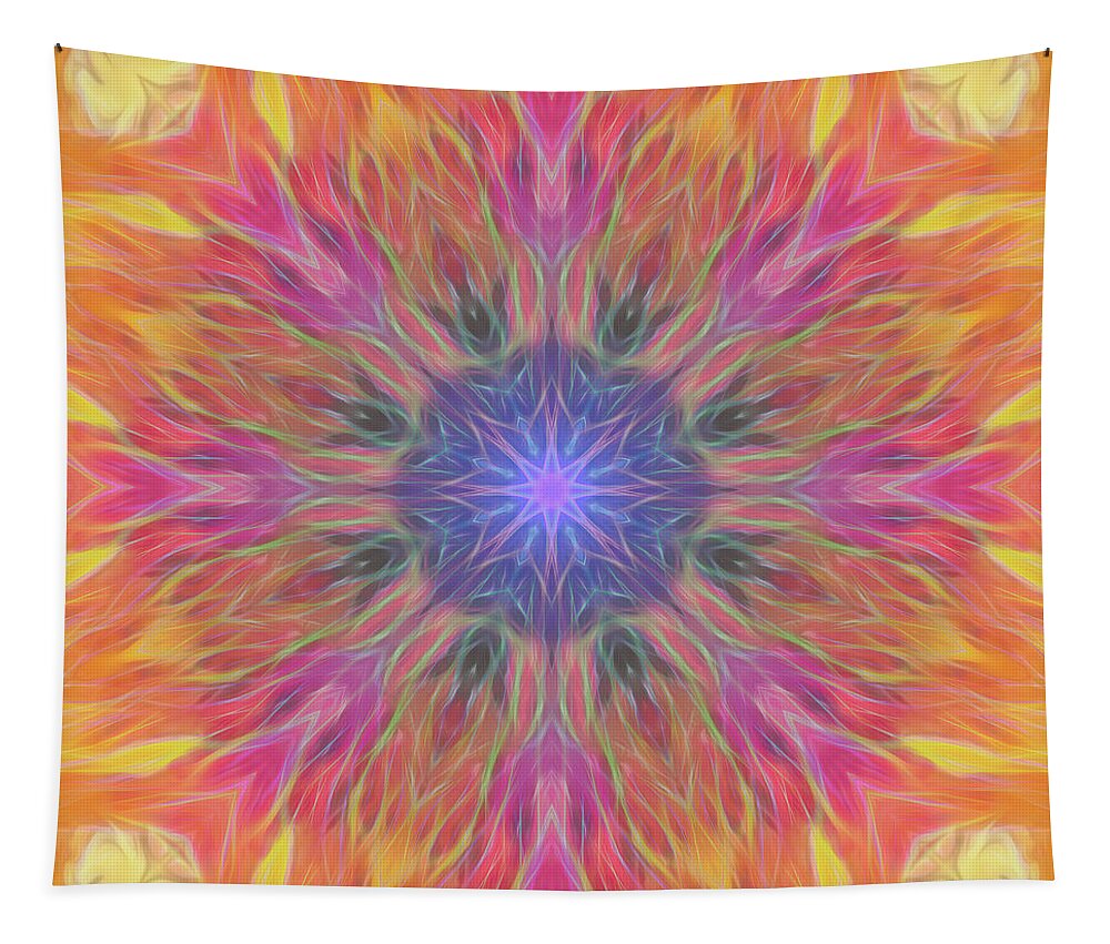 Mandala Tapestry featuring the digital art Looking Up Rainbow Mandala 01 by Beth Venner