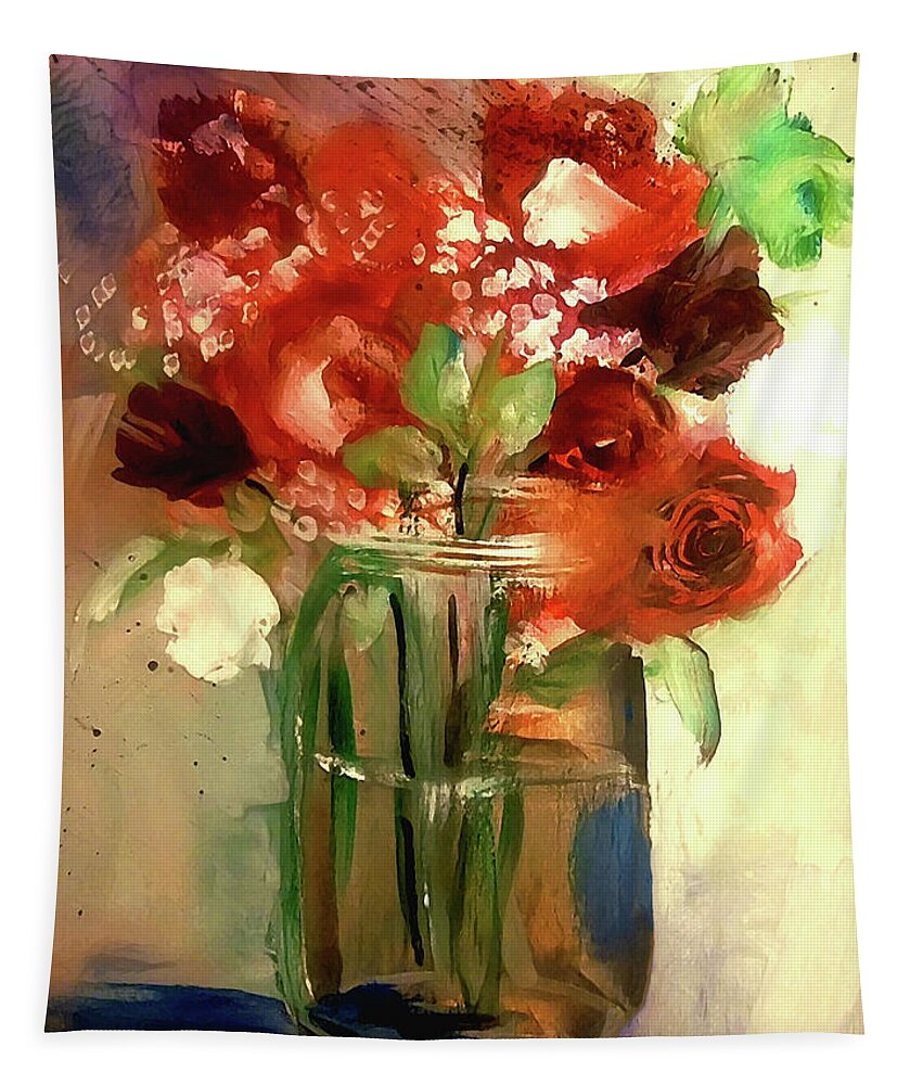 Loose Tapestry featuring the painting Loose And Splattered Rose by Lisa Kaiser