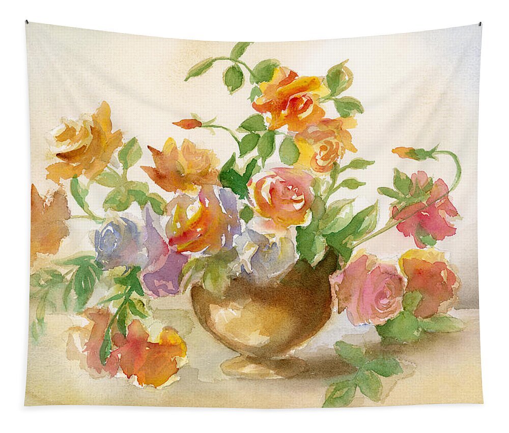 Roses Tapestry featuring the painting Loose Roses by Espero Art