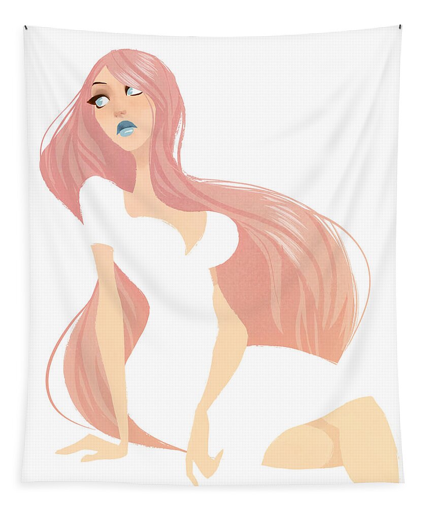 Beauty Woman Girl Hair Pink Fashion Style Tapestry featuring the digital art Lost by Adam Ford