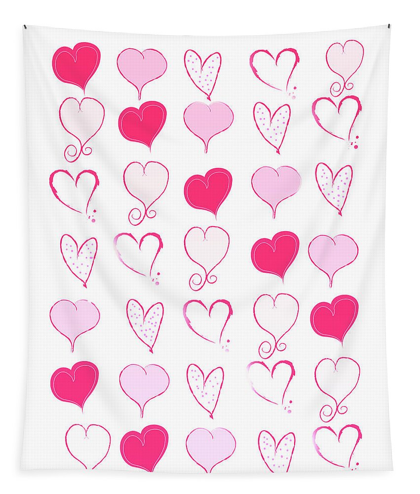 Hearts Tapestry featuring the digital art Lots of Pink by Moira Law