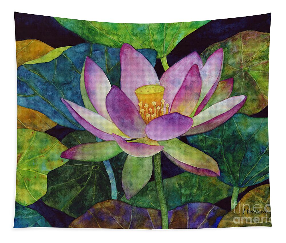 Watercolor Tapestry featuring the painting Lotus Bloom by Hailey E Herrera
