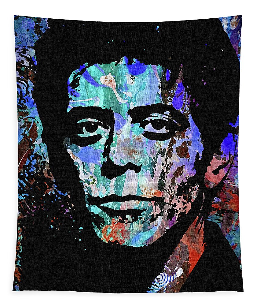 Lou Reed Tapestry featuring the digital art Lou Reed psychedelic portrait by Movie World Posters