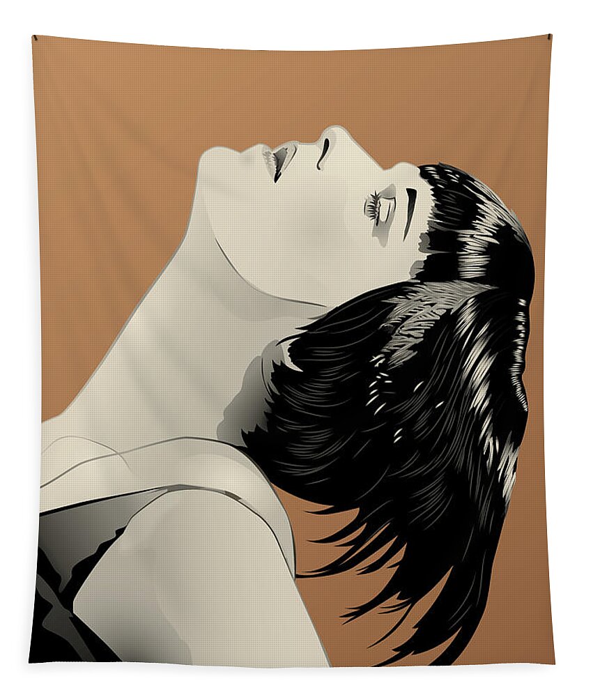 Louise Brooks Official Tapestry featuring the digital art Louise Brooks in Berlin - Aureate Radiance by Louise Brooks